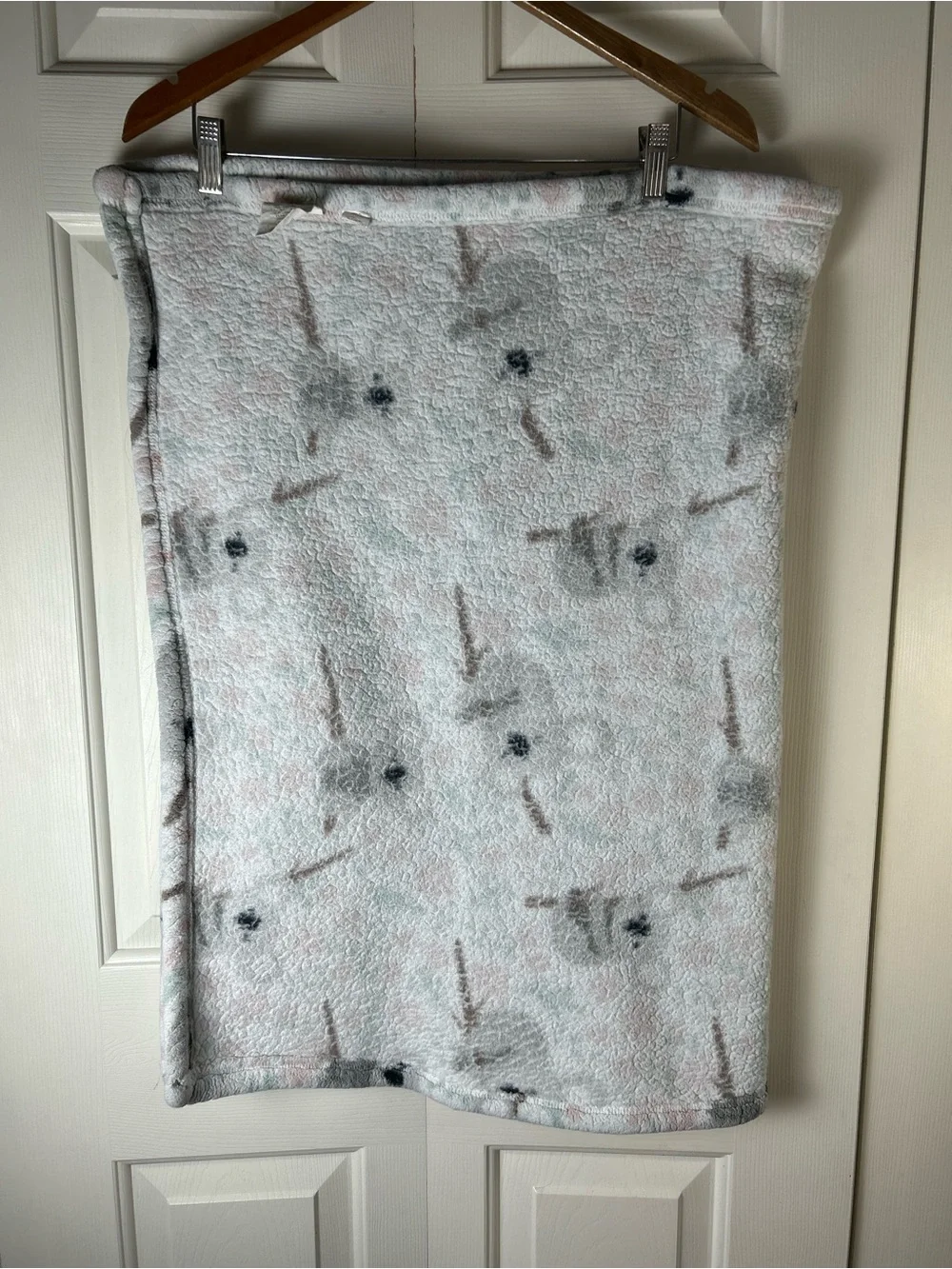 Thro Koala Bear Girl Baby Blanket Gray White Pink Green Branches Flowers